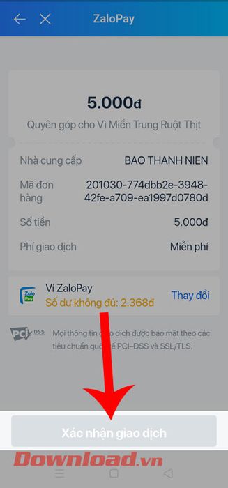 Chạm Xác nhận giao dịch