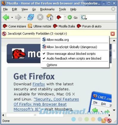 Sử dụng Noscript trên Firefox