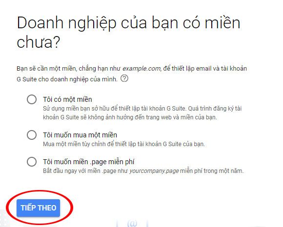 Nhập thông tin về doanh nghiệp