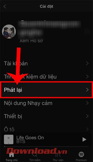 Chọn Phát lại