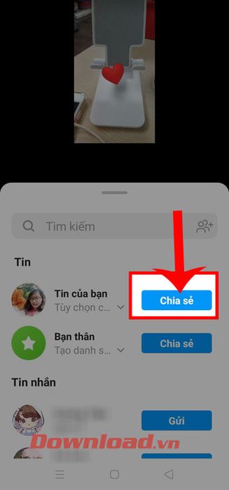 Nhấn nút Chia sẻ