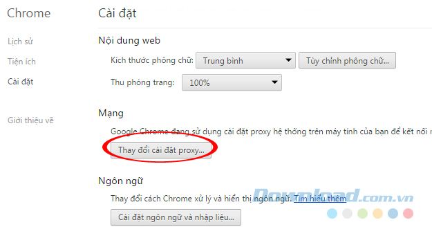 Thay đổi Proxy