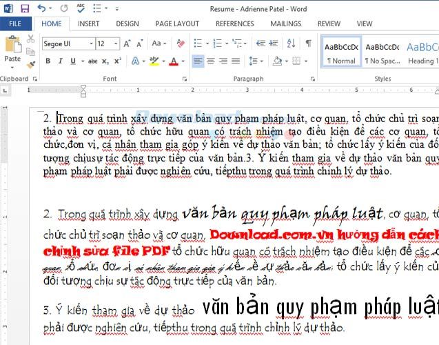 Chỉnh sửa tập tin PDF như thường lệ