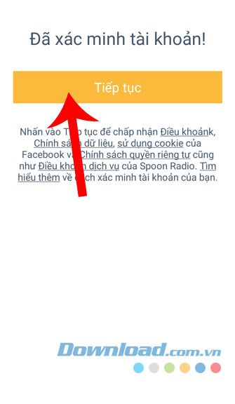 Nhấn Tiếp tục