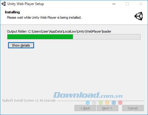 Quá trình cài đặt Unity Web Player