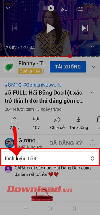 Click vào nút Bình luận 