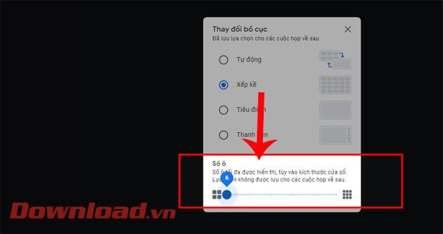Kéo thanh điều chỉnh Số ô