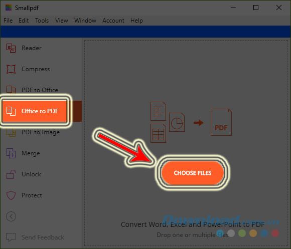 Giao diện chính của Smallpdf