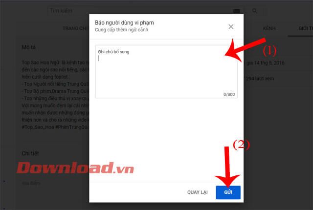 Viết nội dung báo cáo gửi tới Youtube