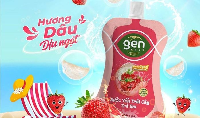 Nước yến trái cây Gennest vị dâu 105 ml/túi (dành cho bé từ 1 tuổi)