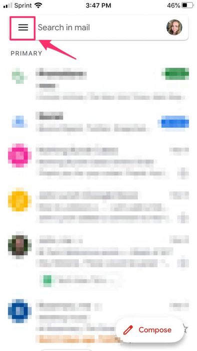 Menu của Gmail