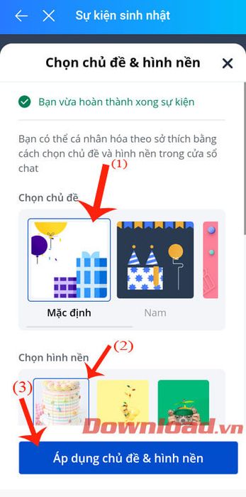 Chọn chủ đề và hình nền