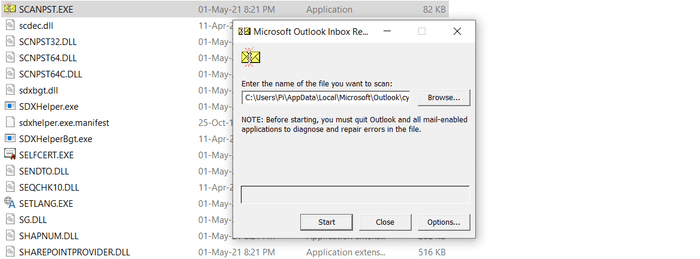 Sửa file Outlook bị hỏng