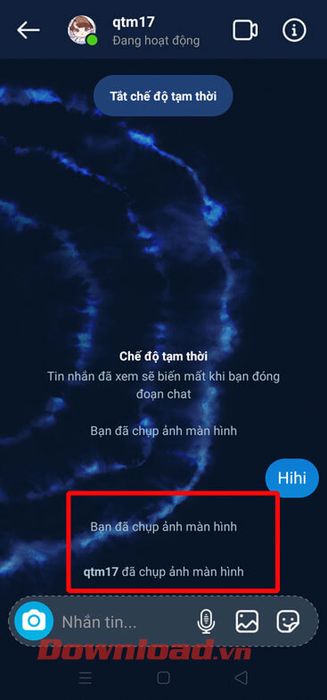 Thông báo chụp ảnh màn hình