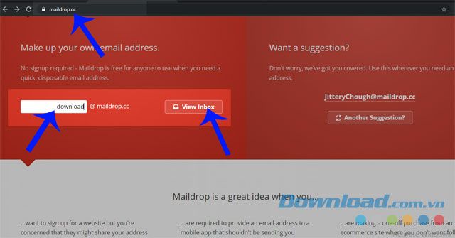 Nhập tên email và nhấn Xem Hộp Thư