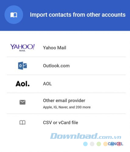 Nhập nhiều liên hệ vào Gmail