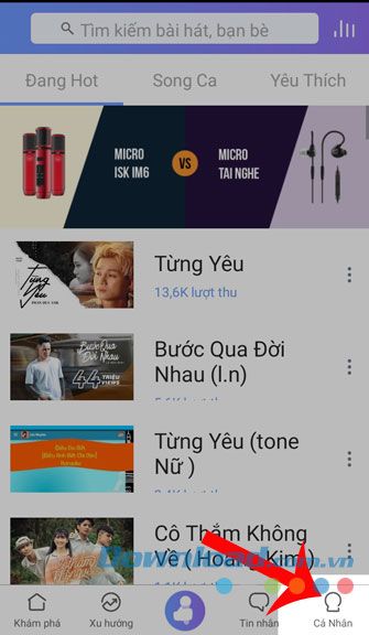 Nhấn vào mục Cá nhân