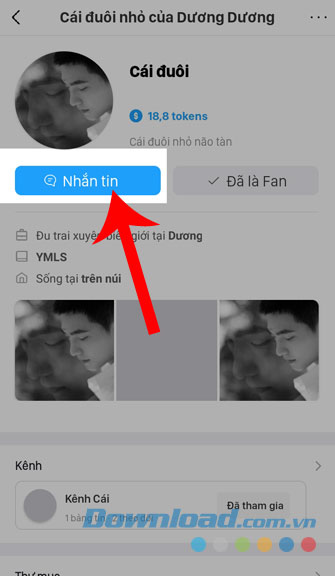 Nhấn vào nút Tin nhắn