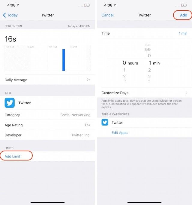 Hạn chế sử dụng Twitter trên iOS bằng Screen Time