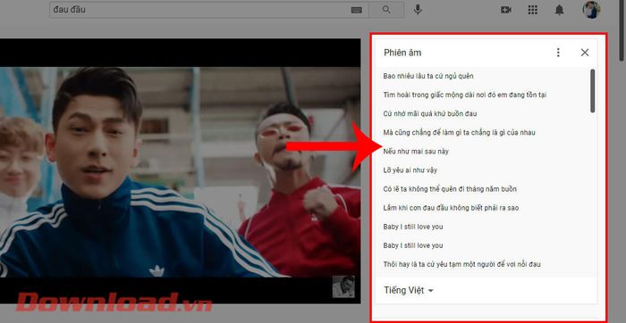 Lời bài hát trên Youtube