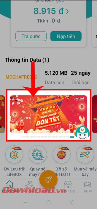 Chọn banner của chương trình Thả cá online