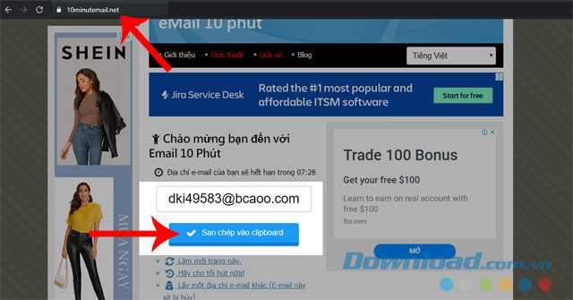 Vào trang web và nhấn Sao chép clipboard