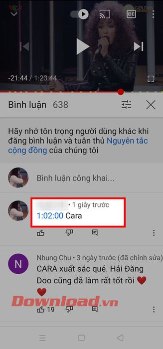 Bình luận với mốc thời gian 