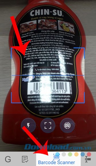 Mở mục Barcode và quét mã vạch