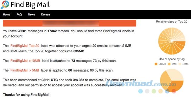 Tìm các file đính kèm lớn trong Gmail với Find Big Mail