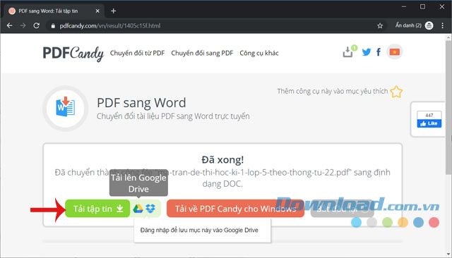 Tải tệp Word về máy tính