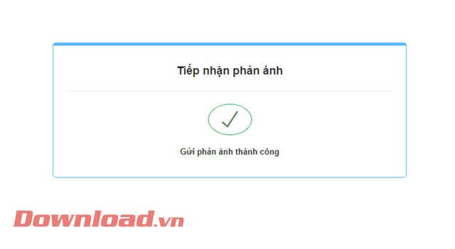 Gửi phản ánh thành công