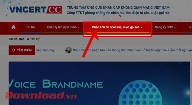 Nhấn vào mục Phản ánh tin nhắn rác, cuộc gọi rác