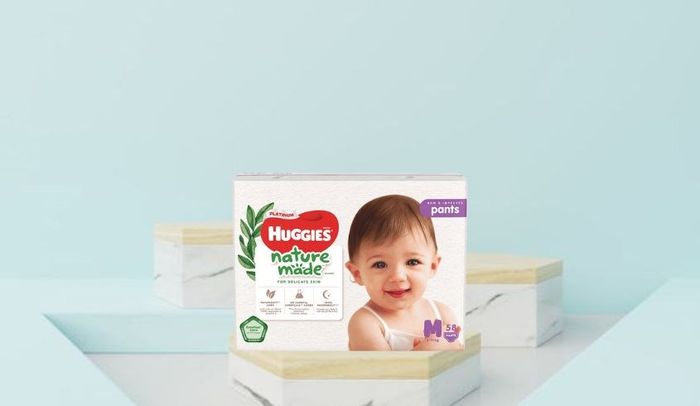 Tã quần Huggies Platinum nature made siêu cao cấp size M 58 miếng (6 - 11 kg)