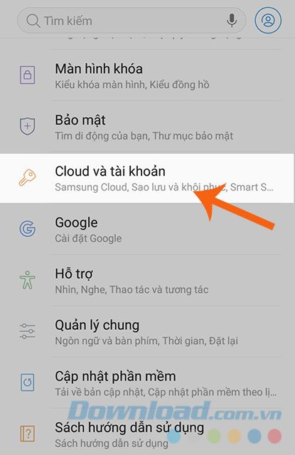 Vào mục Cloud và tài khoản