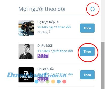 Theo dõi các thành viên trên Mixcloud