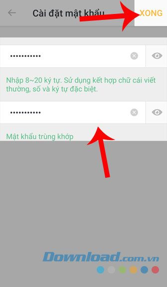 Thiết lập mật khẩu