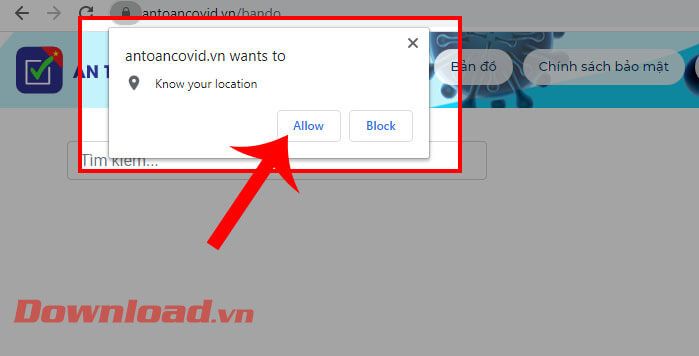 Nhấp vào nút Allow