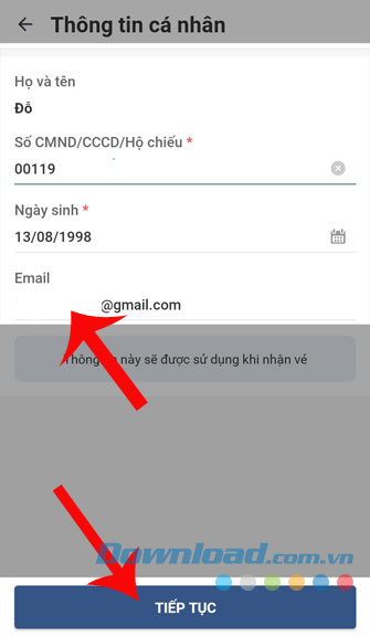Điền thông tin cá nhân