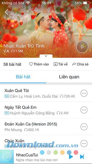 Thưởng thức những bản nhạc xuân trên NhacCuaTui