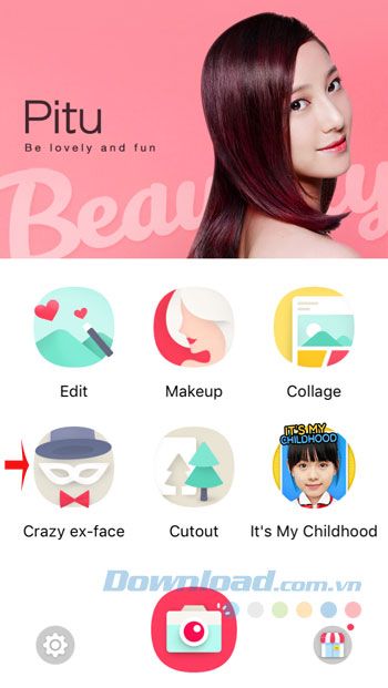 Nhấn vào Crazy ex-face