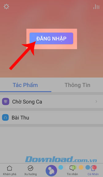 Nhấn nút Đăng nhập