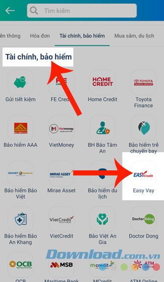 Chạm vào Easy Credit