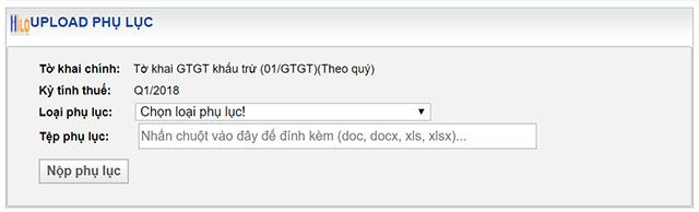 Tải lên phụ lục