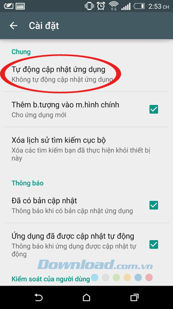 Cập nhật tự động ứng dụng