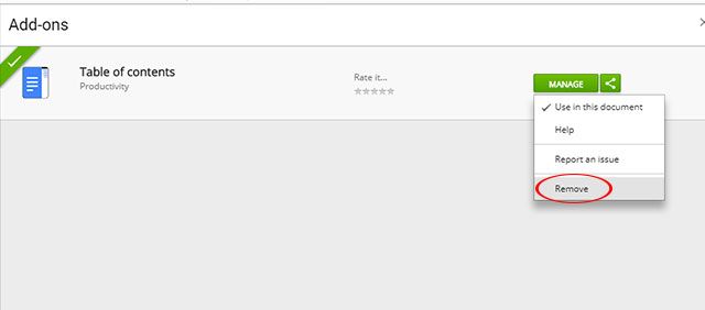 Xóa Add-on đã cài đặt trên Google Docs