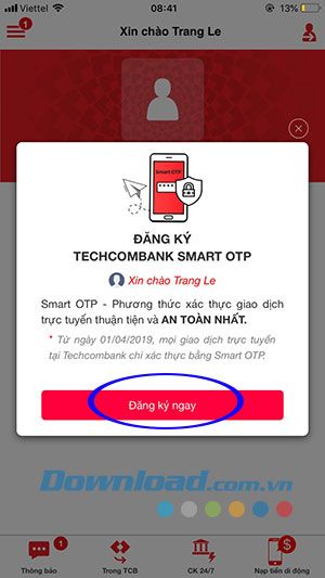 Đăng ký Smart OTP