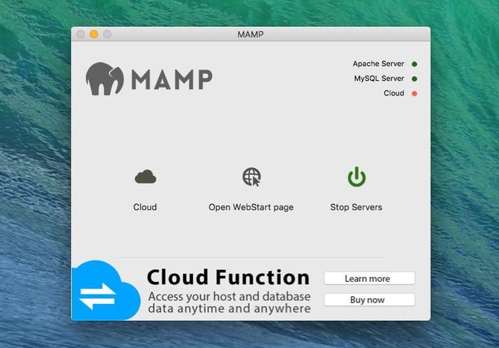 Giao diện của MAMP