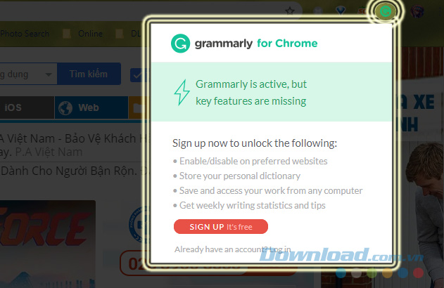 Tạo tài khoản Grammarly