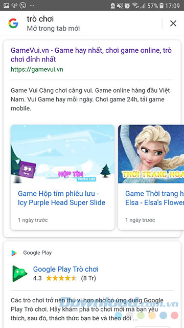 Thanh tìm kiếm Google sẽ xuất hiện khi giữ từ