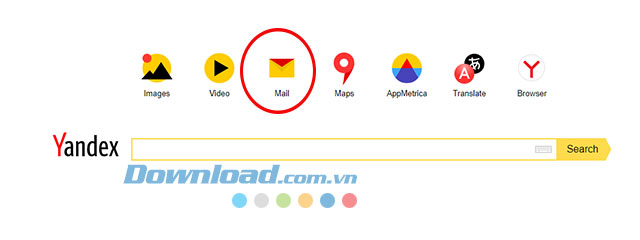 Giao diện trang tìm kiếm của Yandex